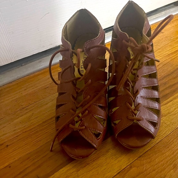 Rampage lace-up wedges in brown. - Picture 4 of 8